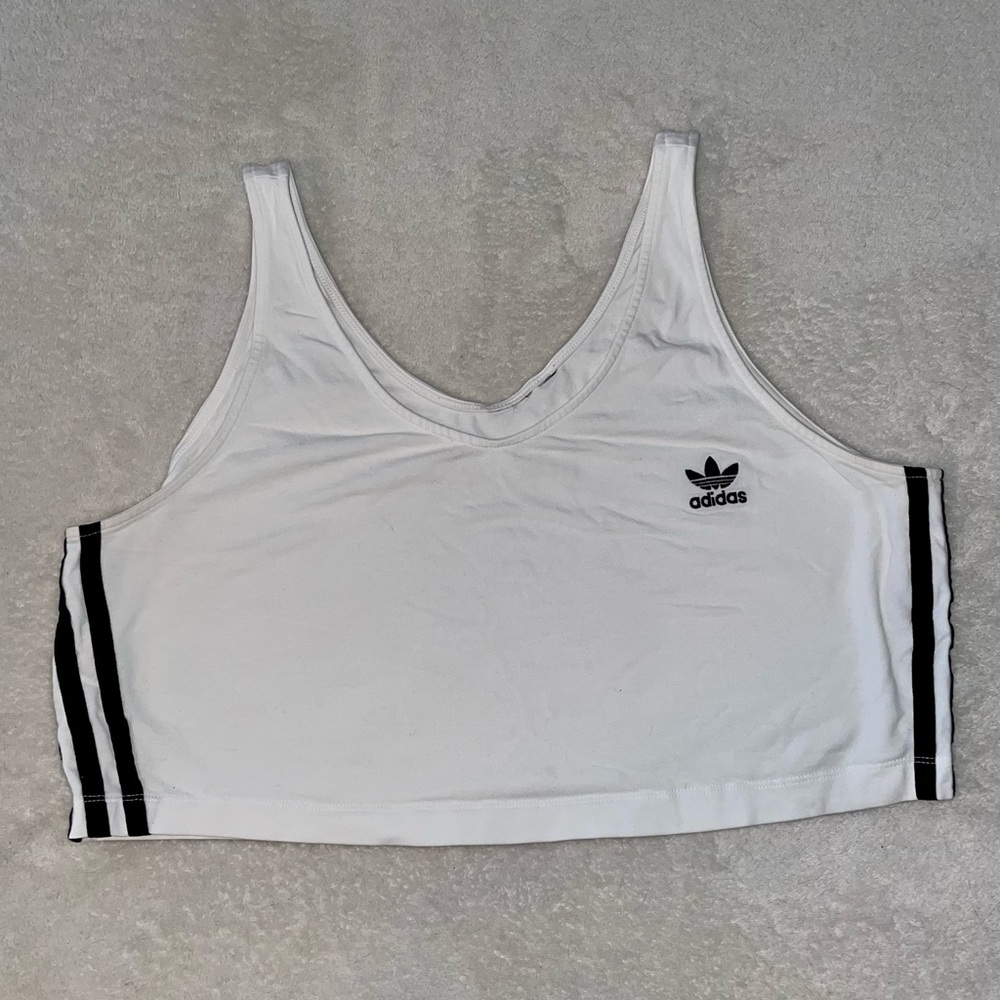 Vintage Adidas Tapered Crop Tank Top Black and White